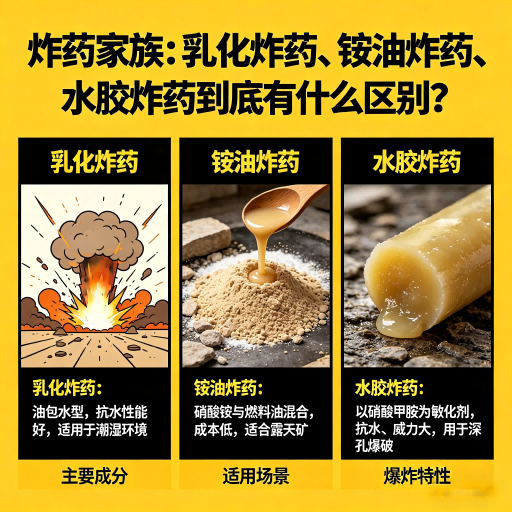 松溪炸药家族：乳化炸药、铵油炸药、水胶炸药到底有什么区别？